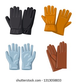 Vector illustration of glove and winter logo. Set of glove and equipment stock symbol for web.