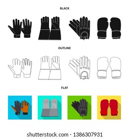 Vector illustration of glove and winter logo. Set of glove and equipment vector icon for stock.