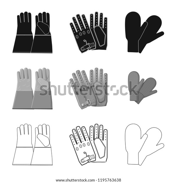 Vector illustration of glove and\
winter logo. Set of glove and equipment vector icon for\
stock.