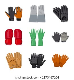 Vector illustration of glove and winter sign. Collection of glove and equipment stock vector illustration.