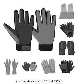 Vector illustration of glove and winter sign. Collection of glove and equipment stock vector illustration.