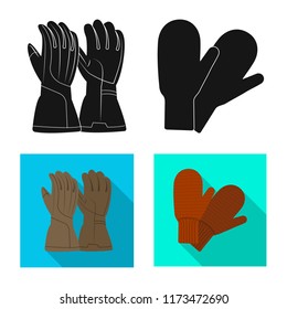 Vector illustration of glove and winter sign. Set of glove and equipment vector icon for stock.