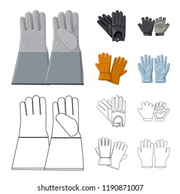 Vector illustration of glove and winter sign. Set of glove and equipment stock symbol for web.