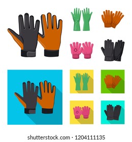 Vector illustration of glove and winter sign. Set of glove and equipment stock vector illustration.