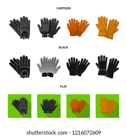Vector illustration of glove and winter sign. Collection of glove and equipment stock vector illustration.