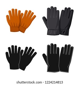Vector illustration of glove and winter sign. Collection of glove and equipment stock vector illustration.