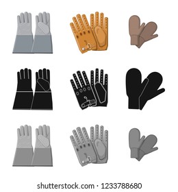 Vector illustration of glove and winter sign. Collection of glove and equipment vector icon for stock.