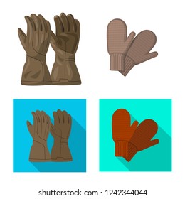Vector illustration of glove and winter sign. Set of glove and equipment stock vector illustration.