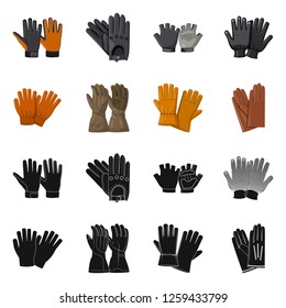 Vector illustration of glove and winter sign. Set of glove and equipment vector icon for stock.