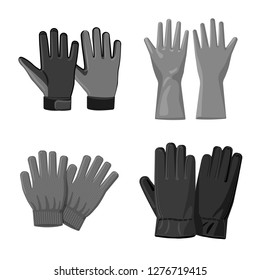 Vector illustration of glove and winter sign. Set of glove and equipment vector icon for stock.