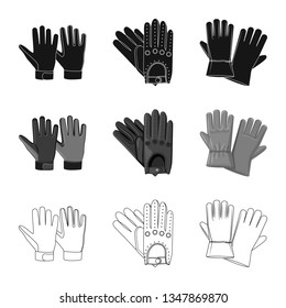 Vector illustration of glove and winter sign. Collection of glove and equipment vector icon for stock.