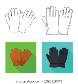 Vector illustration of glove and winter sign. Collection of glove and equipment stock vector illustration.