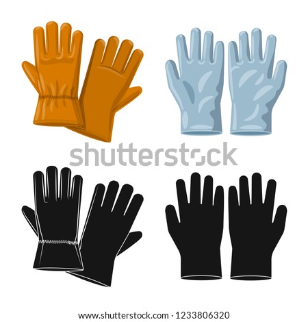 Vector illustration of glove and winter sign. Collection of glove and equipment stock symbol for web.