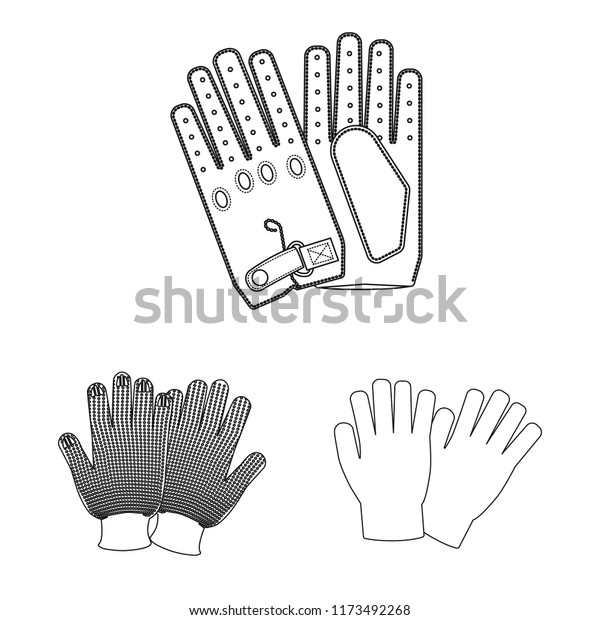 Vector illustration of glove\
and winter sign. Set of glove and equipment stock vector\
illustration.