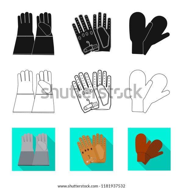 Vector illustration\
of glove and winter sign. Collection of glove and equipment stock\
vector illustration.