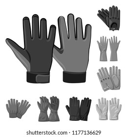 Vector illustration of glove and winter symbol. Set of glove and equipment stock vector illustration.