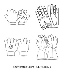 Vector illustration of glove and winter symbol. Set of glove and equipment stock symbol for web.