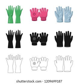 Vector illustration of glove and winter symbol. Set of glove and equipment vector icon for stock.