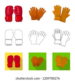 Vector illustration of glove and winter symbol. Collection of glove and equipment stock symbol for web.