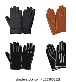 Vector illustration of glove and winter symbol. Set of glove and equipment stock vector illustration.