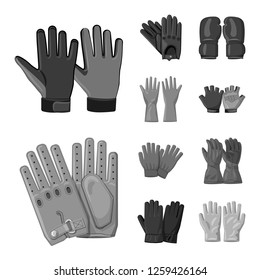 Vector illustration of glove and winter symbol. Collection of glove and equipment stock symbol for web.