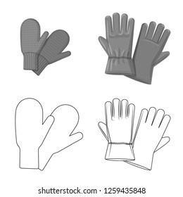 Vector illustration of glove and winter symbol. Collection of glove and equipment vector icon for stock.
