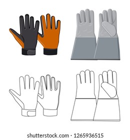Vector illustration of glove and winter symbol. Set of glove and equipment vector icon for stock.