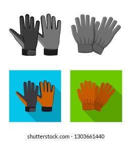 Vector illustration of glove and winter symbol. Collection of glove and equipment stock symbol for web.