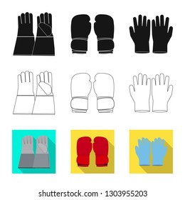 Vector illustration of glove and winter symbol. Set of glove and equipment stock symbol for web.