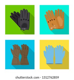 Vector illustration of glove and winter symbol. Set of glove and equipment vector icon for stock.