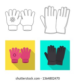 Vector illustration of glove and winter symbol. Collection of glove and equipment stock vector illustration.