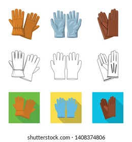 Vector illustration of glove and winter symbol. Collection of glove and equipment vector icon for stock.