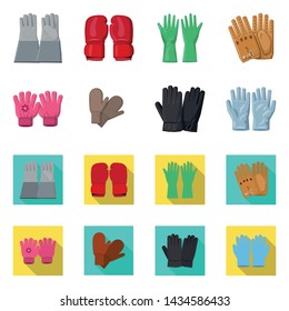 Vector illustration of glove and winter symbol. Collection of glove and equipment stock vector illustration.