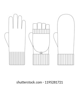 Vector illustration of gloves and mittens.