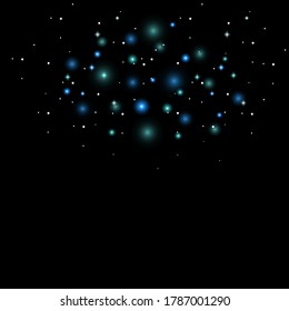 Ilustración vectorial Resplandor en el cielo por la noche efecto místico muchas luciérnagas