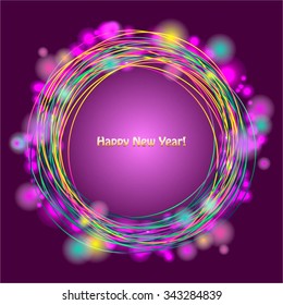 Vector illustration of Glowing ball on a purple background.