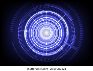 Ilustración de vectores giratoria de velocidad azul rueda y tarjeta de circuitos, tecnología e ingeniería digital de alta tecnología, concepto de tecnología de telecomunicaciones digital