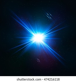 Vector illustration glowing blue space star