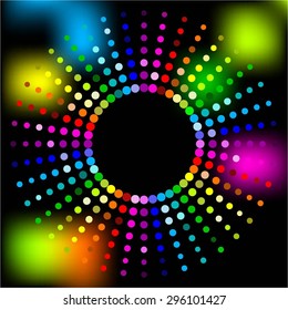 Vector illustration of Glowing bright multicolored ball. Disco.