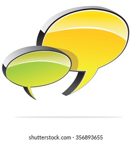 Vector illustration of glowing bubble speech isolated on white