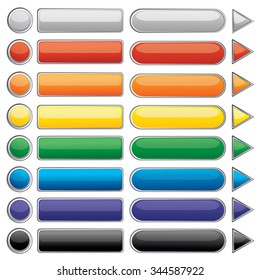 Vector illustration of Glowing Button Icons in many color isolated on white