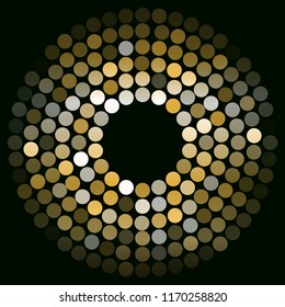 Vector illustration of Glowing disco ball. Gold abstract background