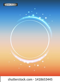 Vector illustration of glowing frame with red orange and blue color
