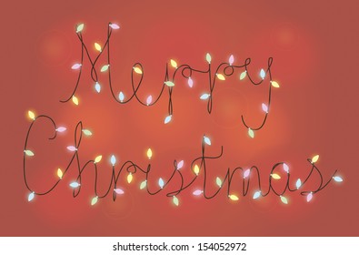 Vector illustration of glowing garland in form of words Merry Christmas