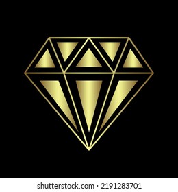 Vector illustration of a glowing gold diamond, elite logotype with triangular forms for firm design, logo, websites, icons, business cards etc.