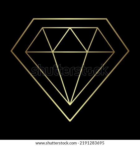 Vector illustration of a glowing gold diamond, elite logotype with golden lines for firm design, logo, websites, icons, business cards etc.