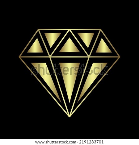 Vector illustration of a glowing gold diamond, elite logotype with triangular forms for firm design, logo, websites, icons, business cards etc.