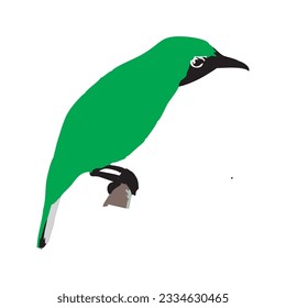 vector illustration of a glowing green cucak bird