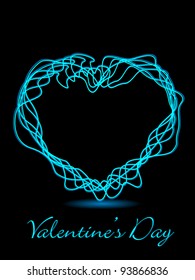 A vector illustration of a glowing heart shape with text on black background for Valentines Day and other occasions.