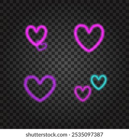 Ilustración vectorial de corazones brillantes